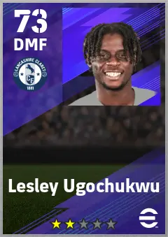 Lesley Ugochukwu eFootball 2026 player card — 73 OVR DMF