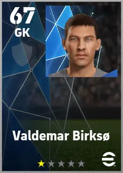 Valdemar Birkso eFootball 2026 player card — 67 OVR GK