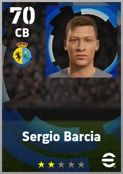 Sergio Barcia eFootball 2026 player card — 70 OVR CB