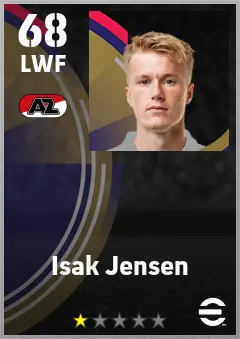 Isak Jensen eFootball 2026 player card — 68 OVR LWF
