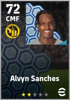 Alvyn Sanches eFootball 2026 player card — 72 OVR CMF