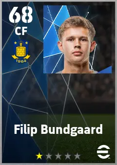 Filip Bundgaard eFootball 2026 player card — 68 OVR CF