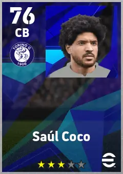 Saul Coco eFootball 2026 player card — 76 OVR CB
