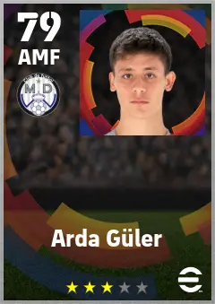 Arda Guler eFootball 2026 player card — 79 OVR AMF