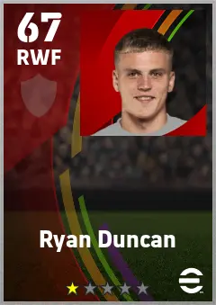 Ryan Duncan eFootball 2026 player card — 67 OVR RWF