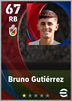 Bruno Gutierrez eFootball 2026 player card — 67 OVR RB