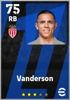 Vanderson eFootball 2026 player card — 75 OVR RB