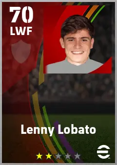 Lenny Lobato eFootball 2026 player card — 70 OVR LWF