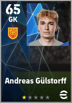 Andreas Gulstorff eFootball 2026 player card — 65 OVR GK