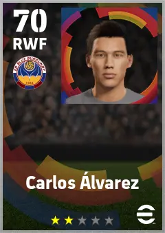 Carlos Alvarez eFootball 2026 player card — 70 OVR RWF