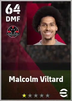 Malcolm Viltard eFootball 2026 player card — 64 OVR DMF