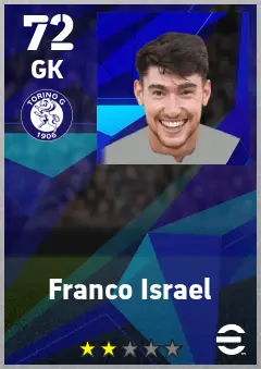 Franco Israel eFootball 2026 player card — 72 OVR GK