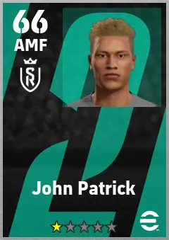 John Patrick eFootball 2026 player card — 66 OVR AMF