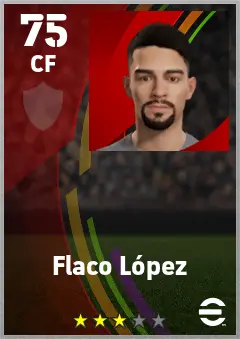Flaco Lopez eFootball 2026 player card — 75 OVR CF