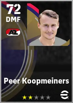 Peer Koopmeiners eFootball 2026 player card — 72 OVR DMF