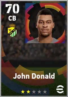 John Donald eFootball 2026 player card — 70 OVR CB