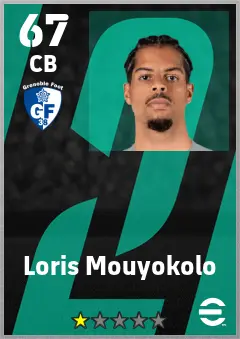 Loris Mouyokolo eFootball 2026 player card — 67 OVR CB