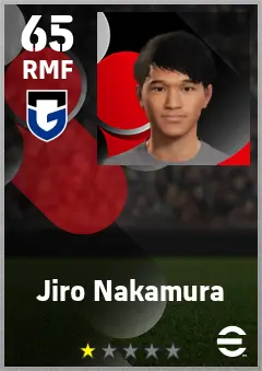 Jiro Nakamura eFootball 2026 player card — 65 OVR RMF