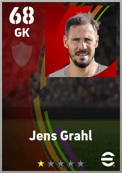 Jens Grahl eFootball 2026 player card — 68 OVR GK