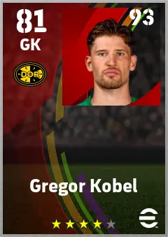 Gregor Kobel eFootball 2026 player card — 81 OVR GK