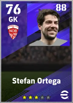 Stefan Ortega eFootball 2026 player card — 76 OVR GK