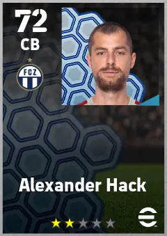 Alexander Hack eFootball 2026 player card — 72 OVR CB