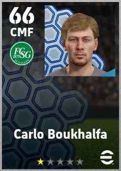 Carlo Boukhalfa eFootball 2026 player card — 66 OVR CMF