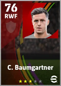 C. Baumgartner eFootball 2026 player card — 76 OVR RWF