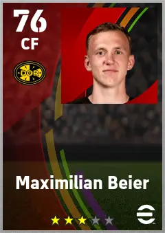 Maximilian Beier eFootball 2026 player card — 76 OVR CF
