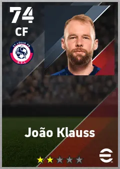Joao Klauss eFootball 2026 player card — 74 OVR CF