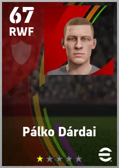 Palko Dardai eFootball 2026 player card — 67 OVR RWF