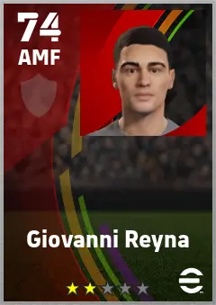 Giovanni Reyna eFootball 2026 player card — 74 OVR AMF
