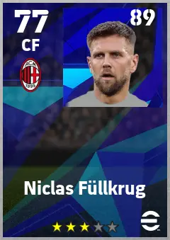 Niclas Fullkrug eFootball 2026 player card — 77 OVR CF