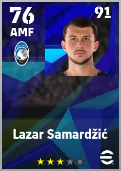 Lazar Samardzic eFootball 2026 player card — 76 OVR AMF