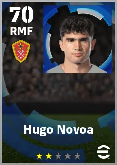 Hugo Novoa eFootball 2026 player card — 70 OVR RMF