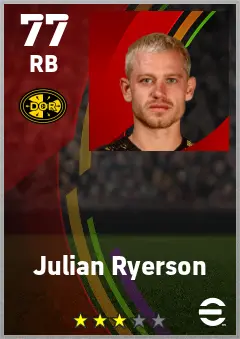 Julian Ryerson eFootball 2026 player card — 77 OVR RB