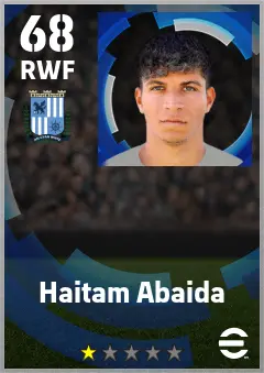 Haitam Abaida eFootball 2026 player card — 68 OVR RWF