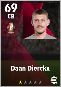 Daan Dierckx eFootball 2026 player card — 69 OVR CB