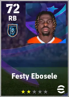 Festy Ebosele eFootball 2026 player card — 72 OVR RB