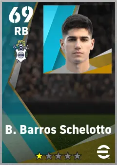 B. Barros Schelotto eFootball 2026 player card — 69 OVR RB