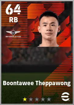 Boontawee Theppawong eFootball 2026 player card — 64 OVR RB