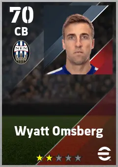 Wyatt Omsberg eFootball 2026 player card — 70 OVR CB
