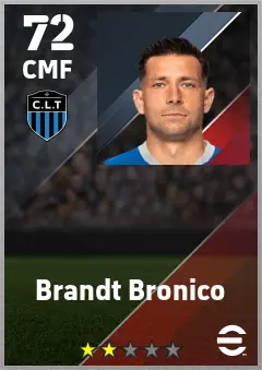 Brandt Bronico eFootball 2026 player card — 72 OVR CMF