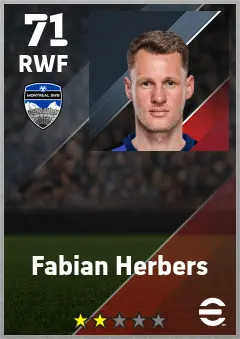 Fabian Herbers eFootball 2026 player card — 71 OVR RWF