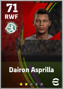 Dairon Asprilla eFootball 2026 player card — 71 OVR RWF