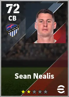 Sean Nealis eFootball 2026 player card — 72 OVR CB