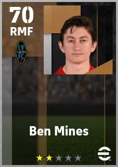 Ben Mines eFootball 2026 player card — 70 OVR RMF