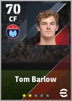 Tom Barlow eFootball 2026 player card — 70 OVR CF