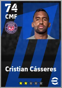 Cristian Casseres eFootball 2026 player card — 74 OVR CMF