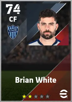 Brian White eFootball 2026 player card — 74 OVR CF